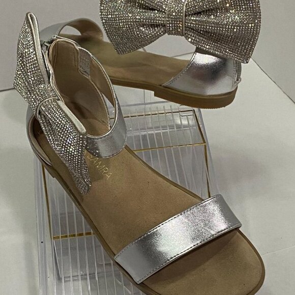 Yosi Samra Miss Cambelle Bow Sandals Silver Rhinestone – Size 2Y - Picture 4 of 8